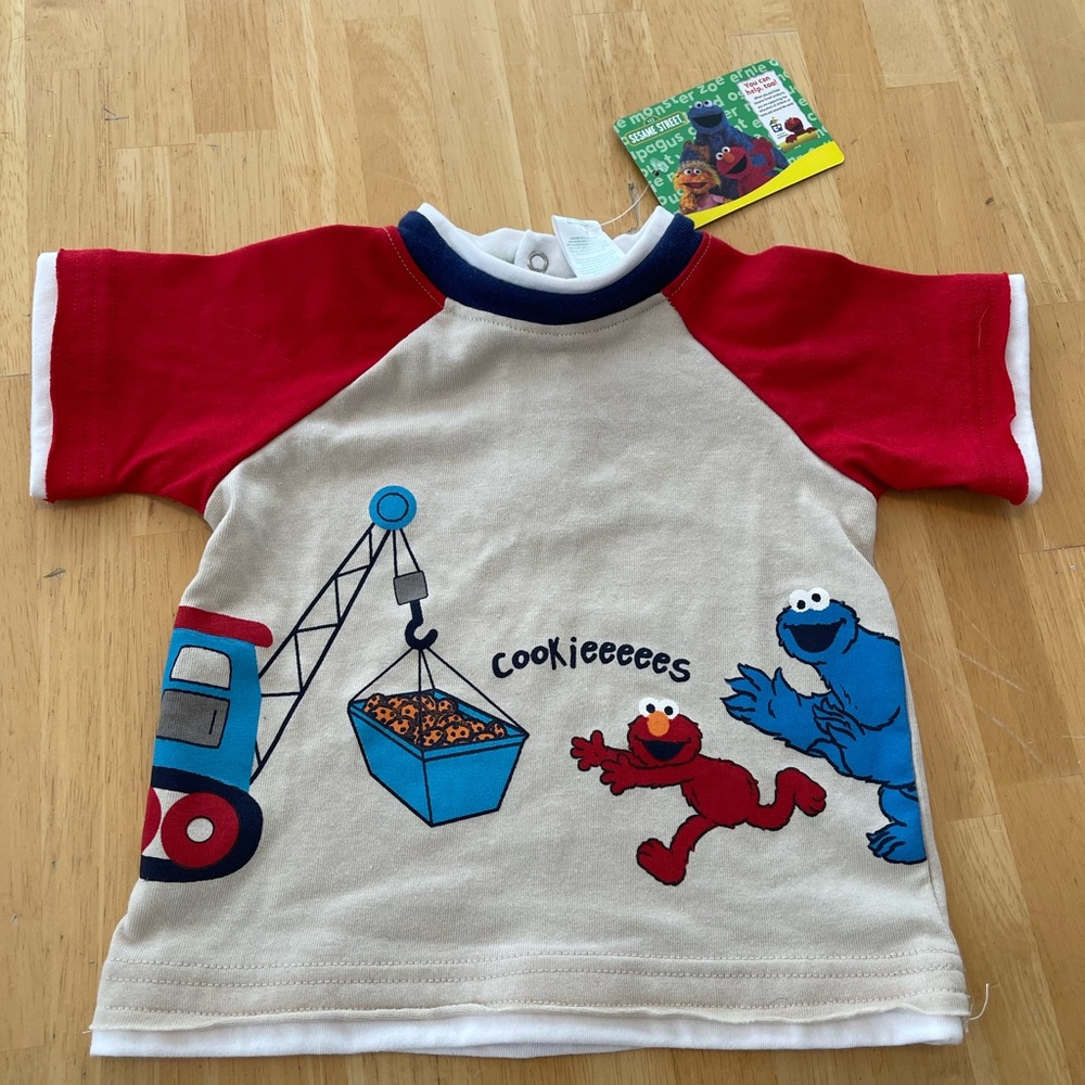 Vintage Sesame Street Baby Shirt 6-9 Months NWT! Cookie Monster Elmo